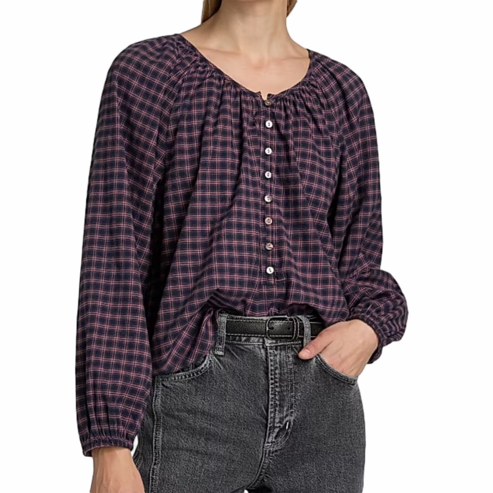 Rails Indi Tonal Plaid Long-Sleeve Top Small NWT
